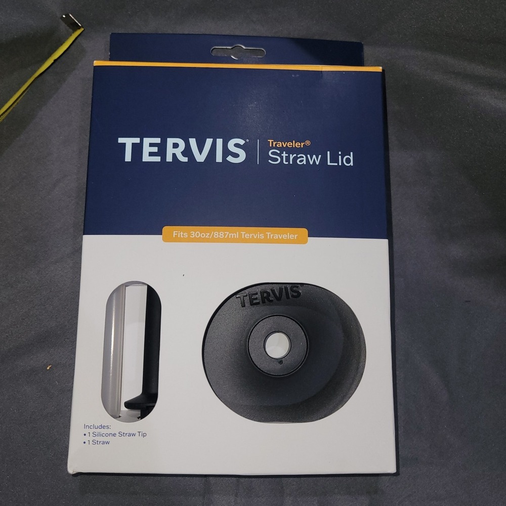 Tervis Traveler Black Lid with Straw & Silicone Tip for 30 oz Size Cup BPA Free